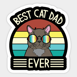 Vintage Cat Happy Father Day Best Cat Dad Ever Daddy Papa Sticker